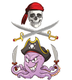Осьминог мультяшный пиратский, с черепом Red Hat, шляпа, крест, вымышленный  персонаж png | PNGWing